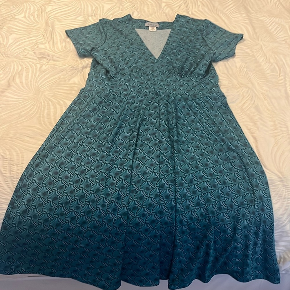 Karina pin up style dress navy and turquoise, size XL